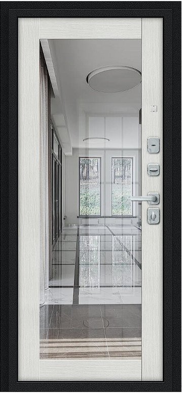 Товар Дверь Браво Флэш МФ/BChrome Букле черное/Bianco Melinga DIS007423