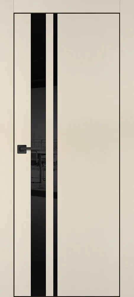 Межкомнатная дверь ПХ-16 черная кромка с 4-х ст. Бежевый матовый
