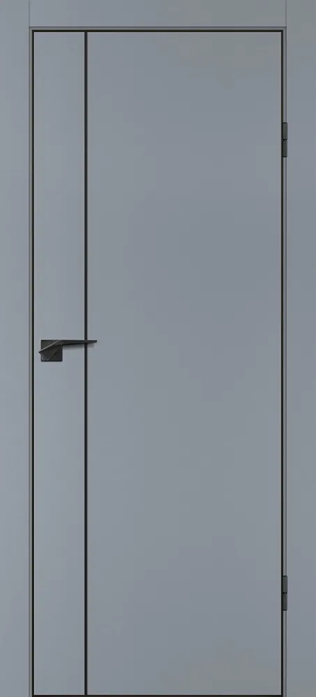Межкомнатная дверь П-21 кромка АБС черная c 4-х ст. Серый матовый
